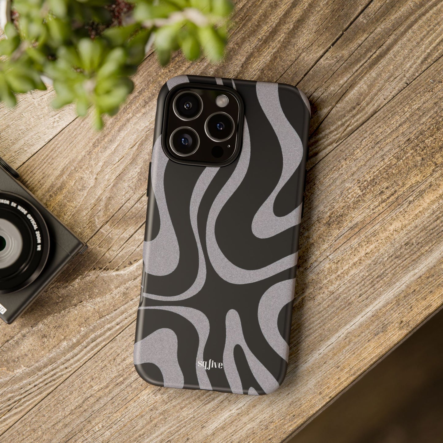 Black Grey Swirl Tough Cases