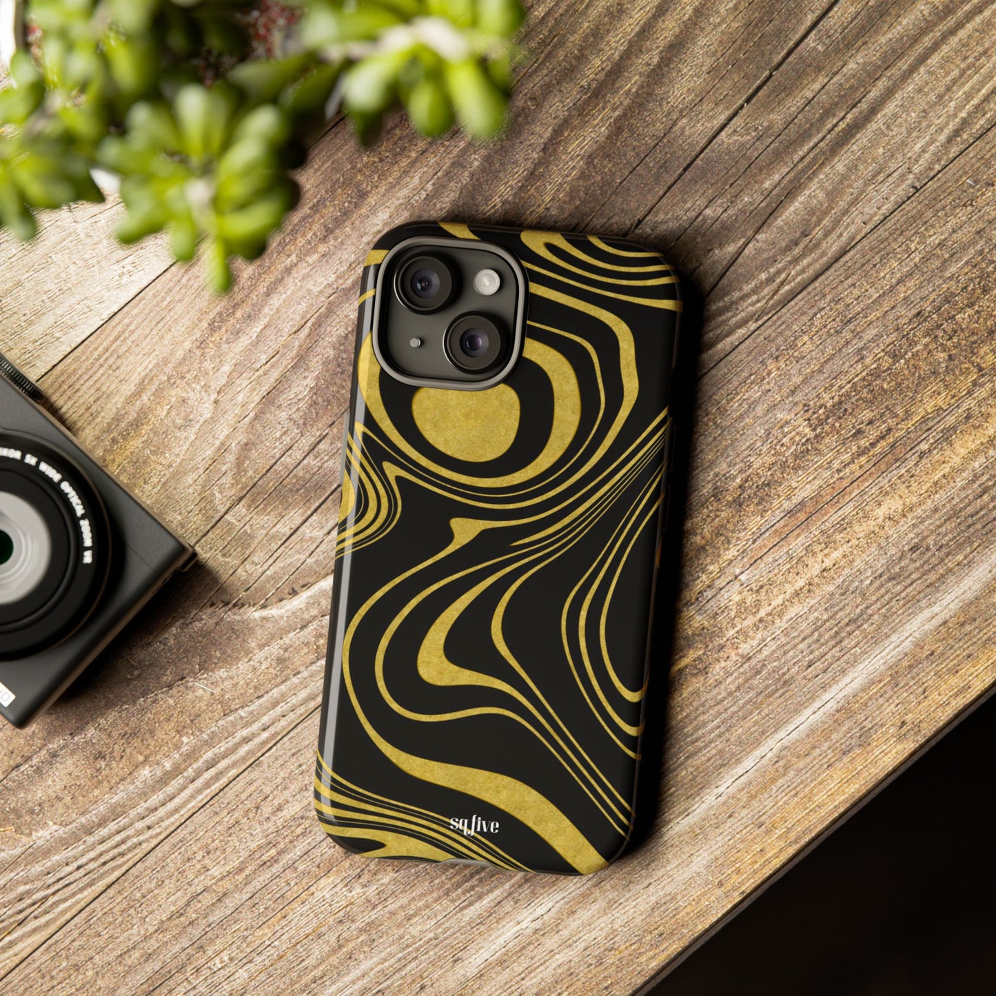 Black Yellow Wavy Tough Cases