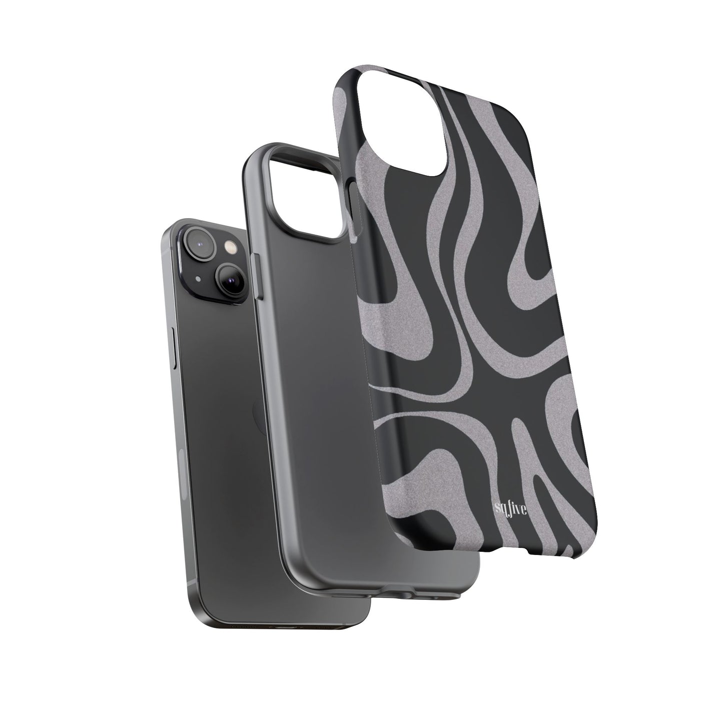 Black Grey Swirl Tough Cases