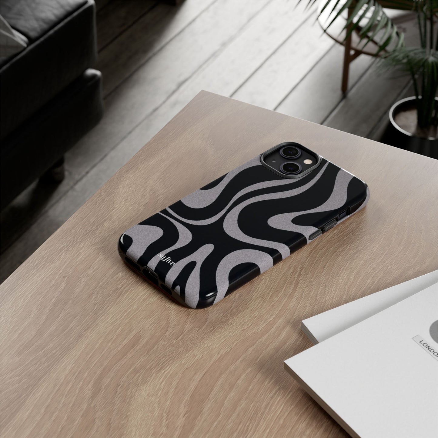 Black Grey Swirl Tough Cases