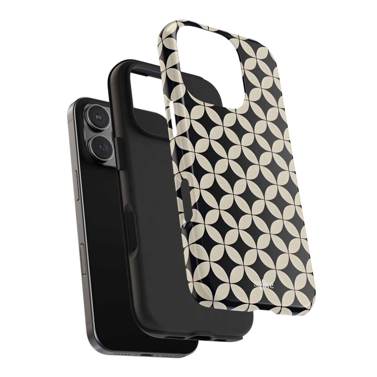 Stylish Tough Phone Case for Trendsetters, Black & Cream Pattern, Durable Protection, Unique Gift, Modern Design, Everyday Use