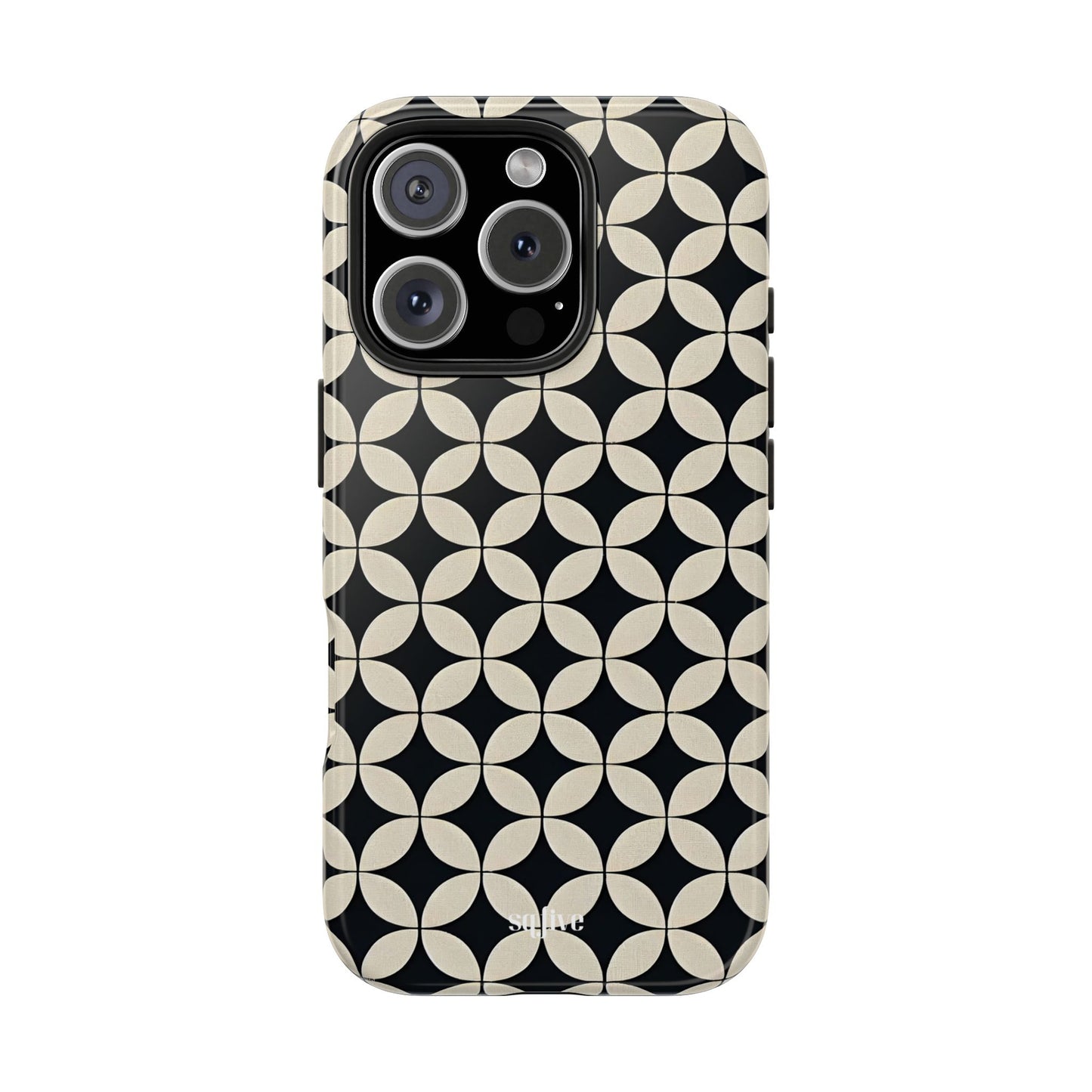 Stylish Tough Phone Case for Trendsetters, Black & Cream Pattern, Durable Protection, Unique Gift, Modern Design, Everyday Use