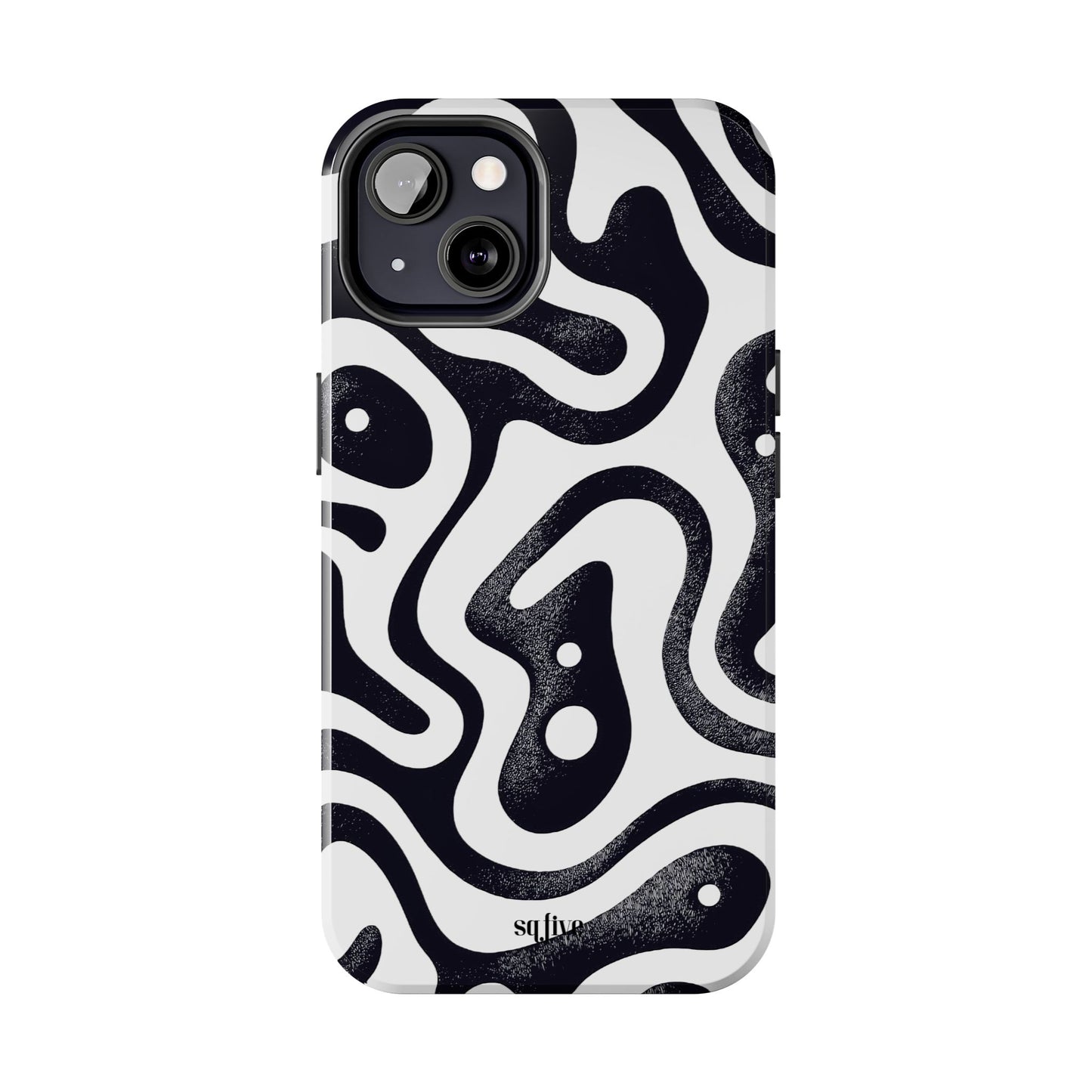 Black White wavy pattern Tough Phone Cases