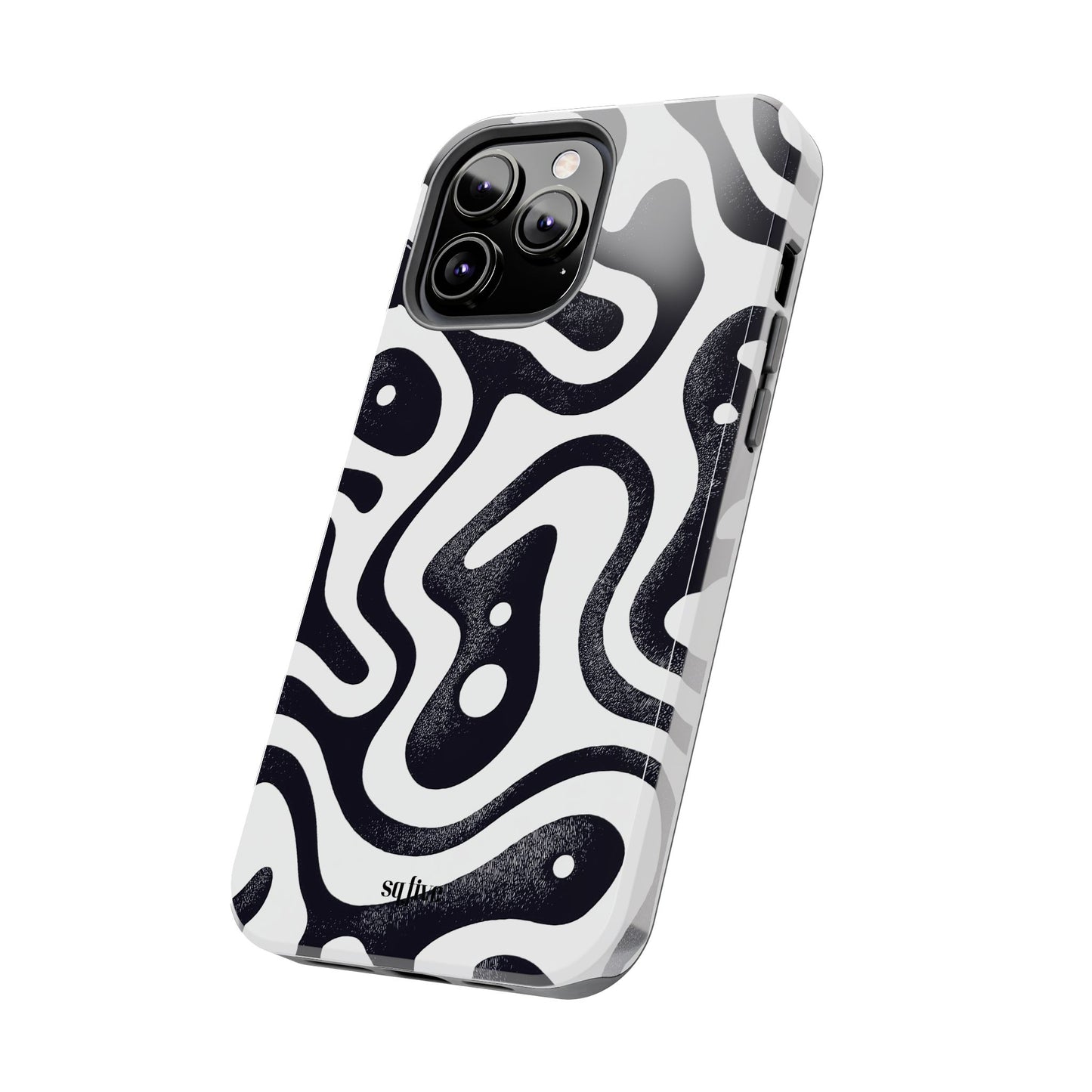 Black White wavy pattern Tough Phone Cases