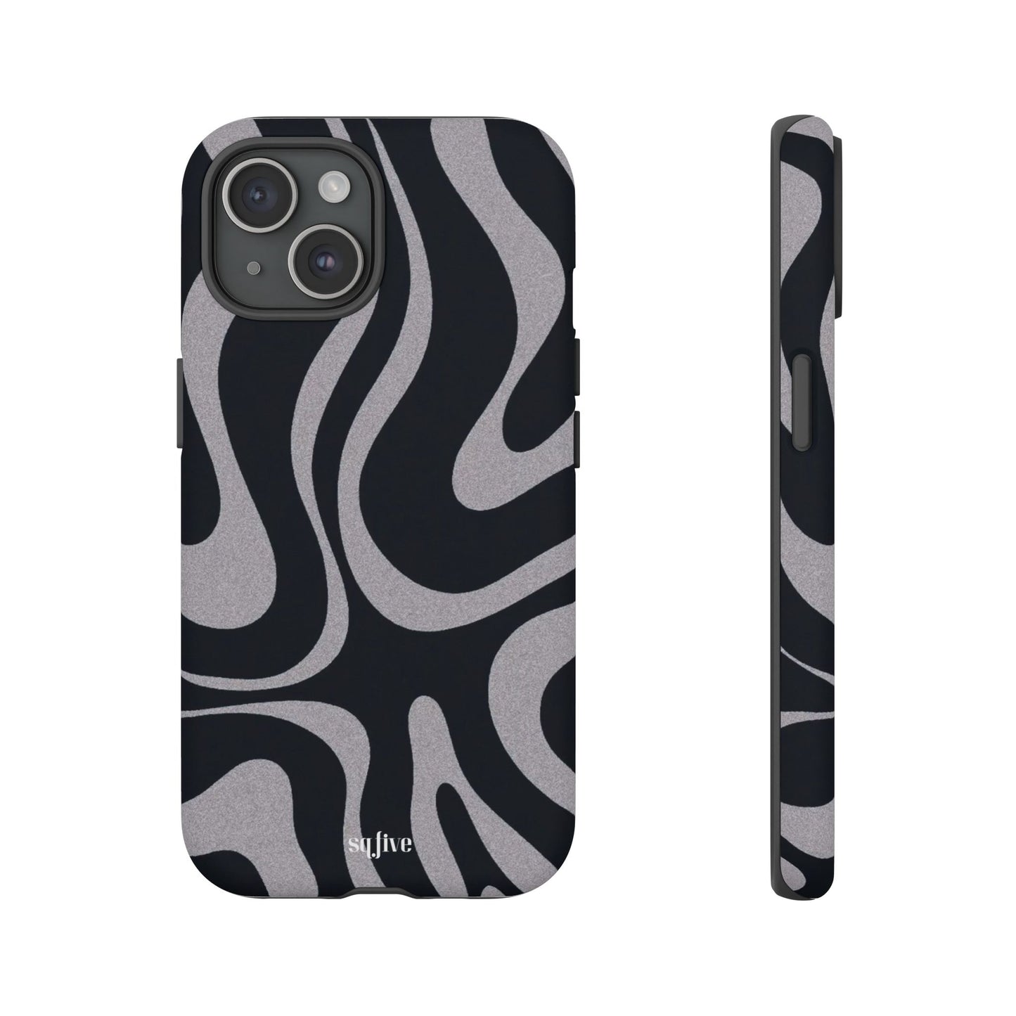 Black Grey Swirl Tough Cases