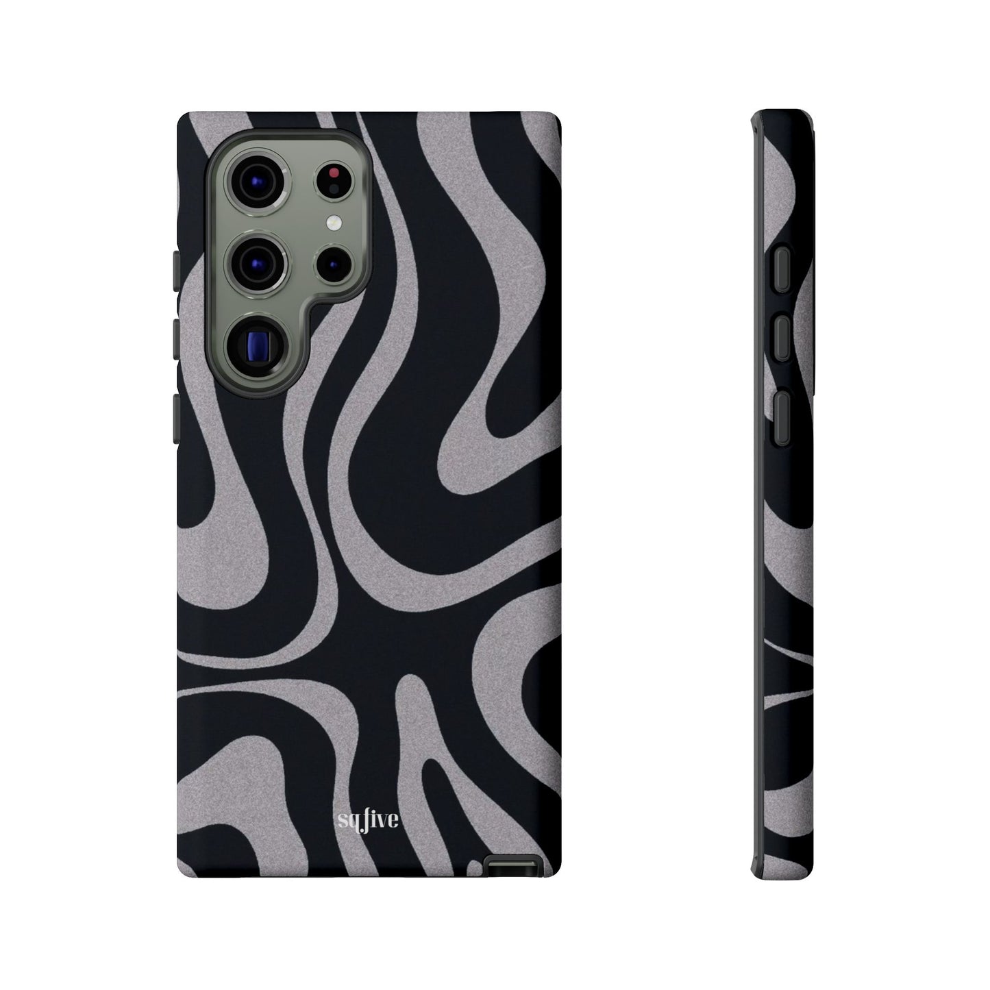 Black Grey Swirl Tough Cases