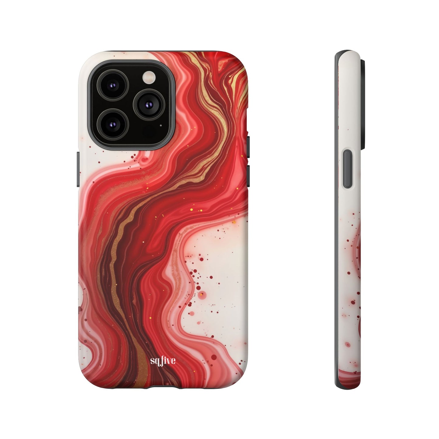 Abstract Marble Phone Case | Tough Cases, Artistic Phone Cover, Red Marble Design, Gift for Her, Trendy Cell Phone Accessories