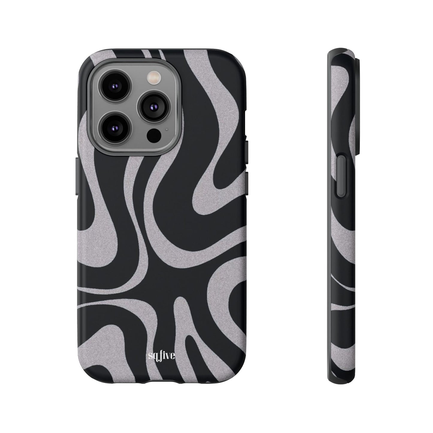 Black Grey Swirl Tough Cases