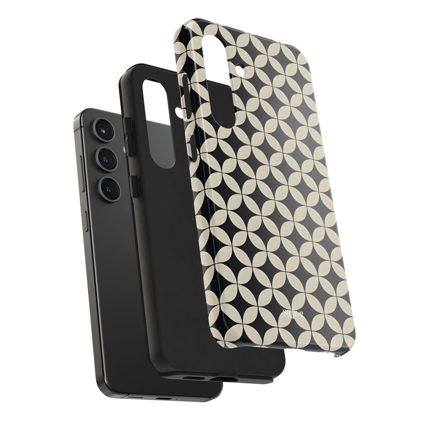 Stylish Tough Phone Case for Trendsetters, Black & Cream Pattern, Durable Protection, Unique Gift, Modern Design, Everyday Use