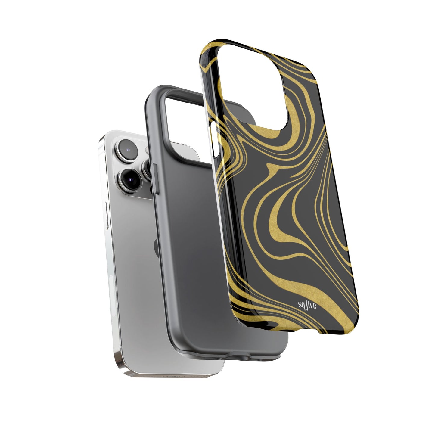 Black Yellow Wavy Tough Cases