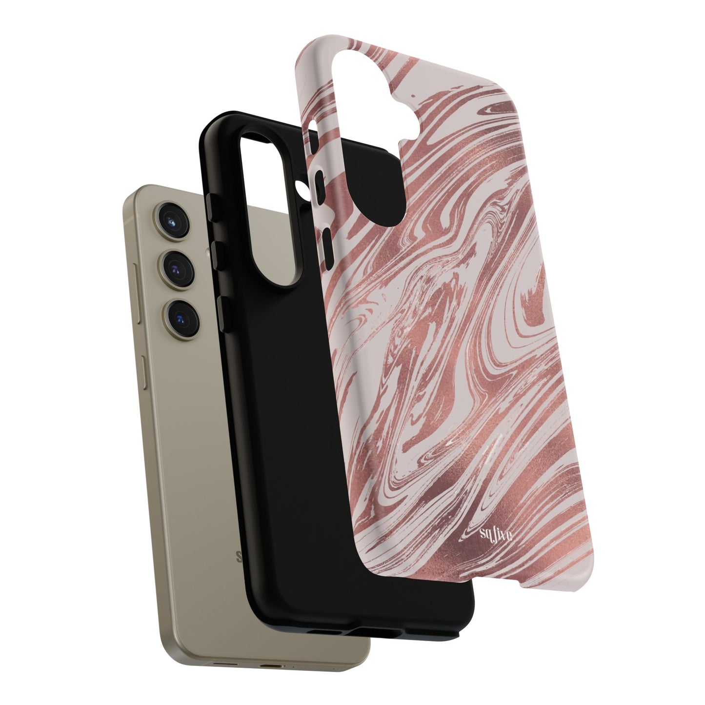 Rose Gold Marble Finish Phone Case, Stylish Phone Cover, Tough Protective Case, Trendy Accessory