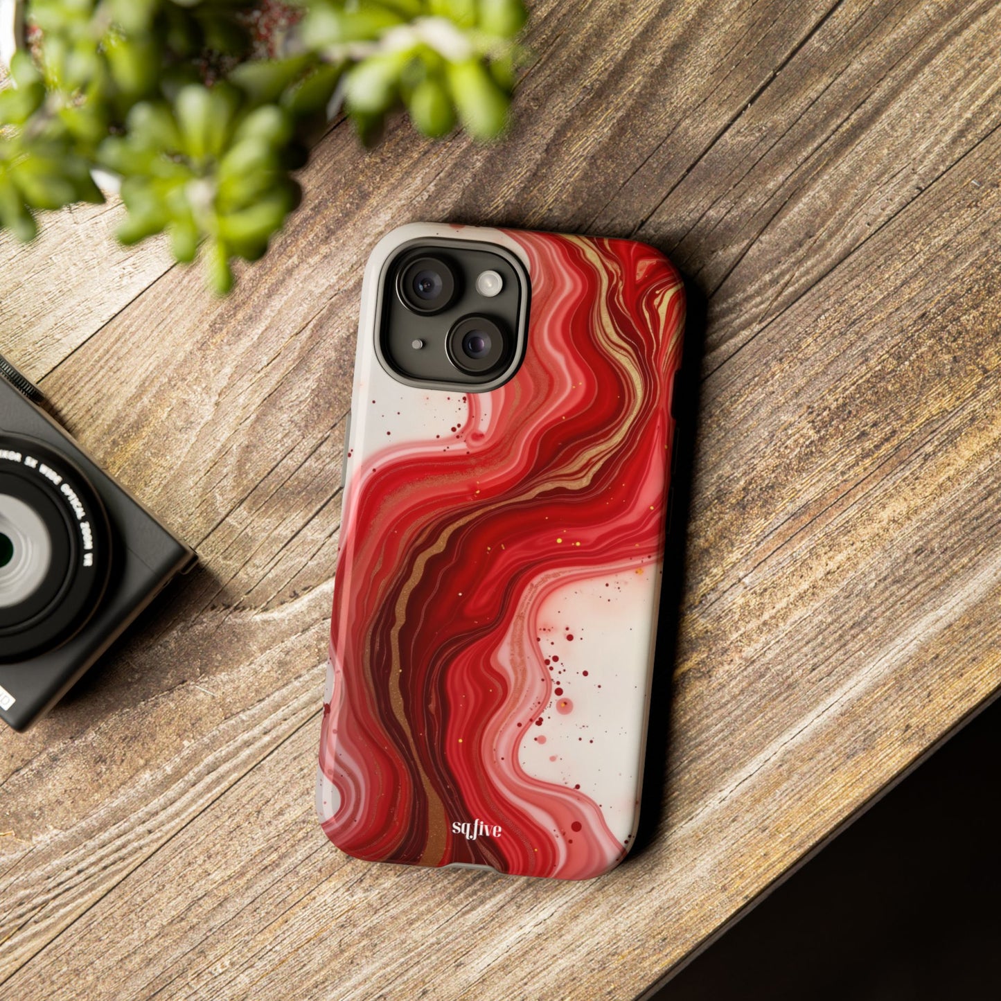 Abstract Marble Phone Case | Tough Cases, Artistic Phone Cover, Red Marble Design, Gift for Her, Trendy Cell Phone Accessories