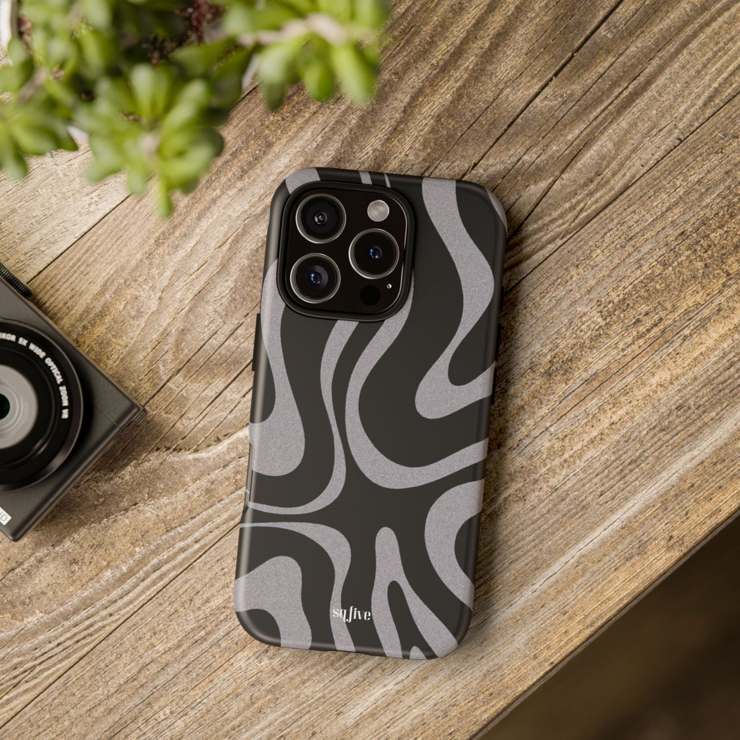 Black Grey Swirl Tough Cases