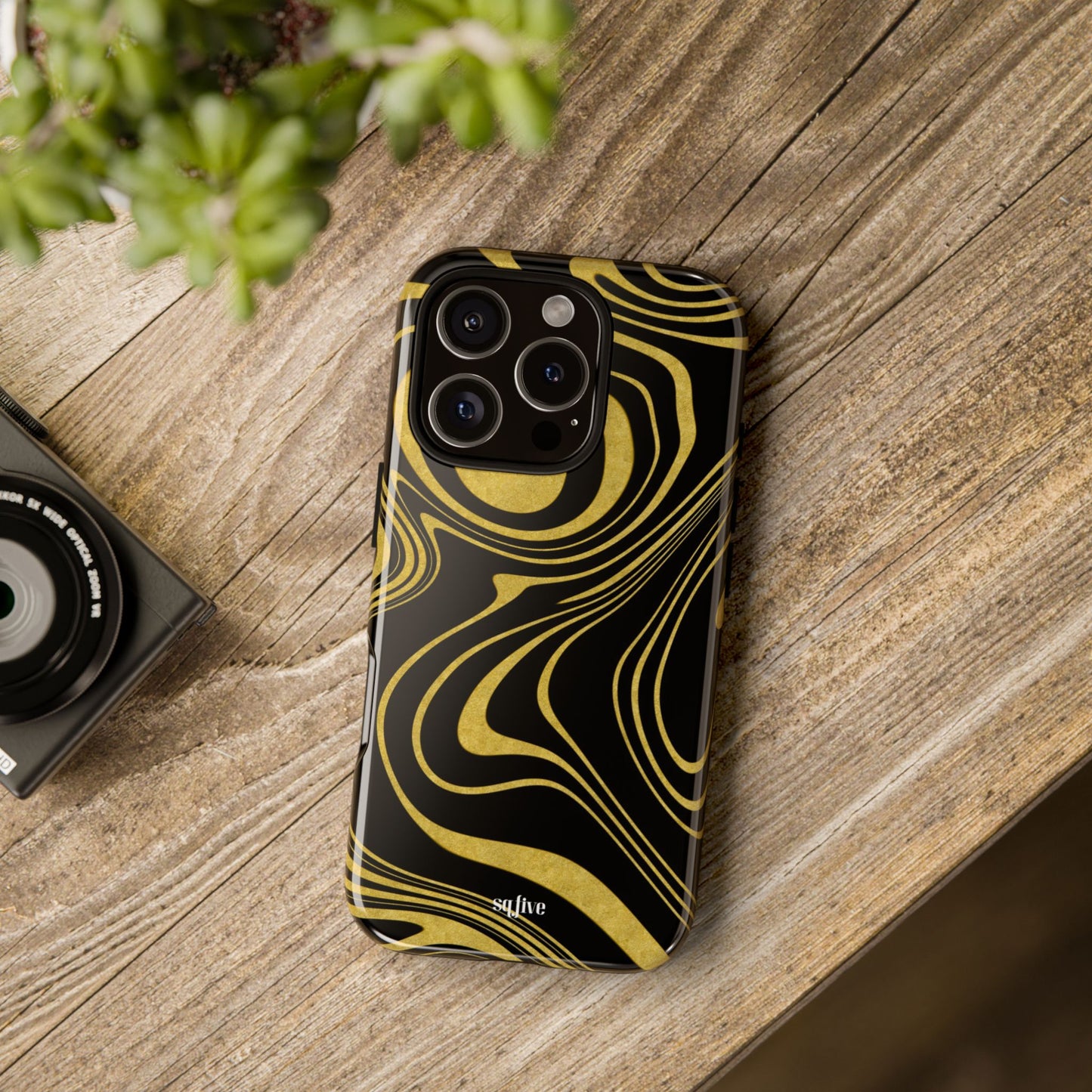 Black Yellow Wavy Tough Cases