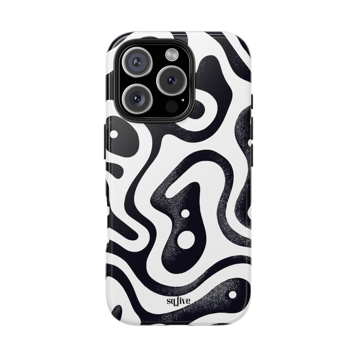 Black White wavy pattern Tough Phone Cases