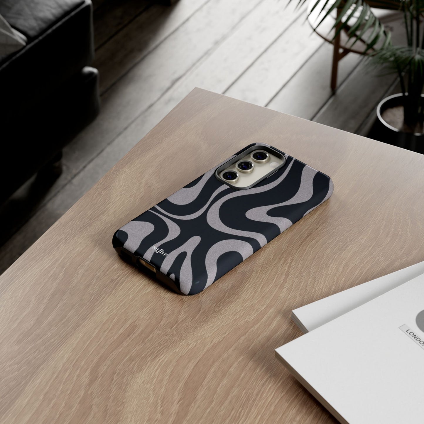 Black Grey Swirl Tough Cases