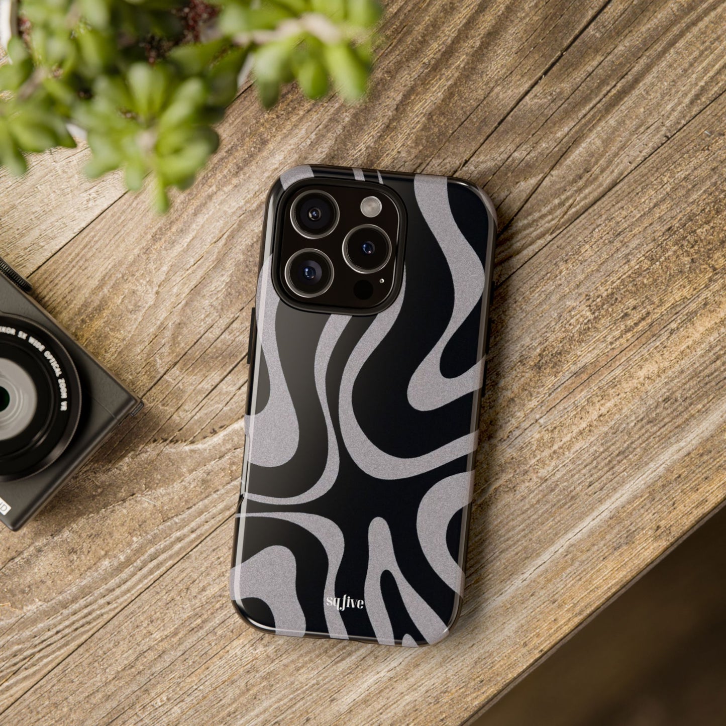 Black Grey Swirl Tough Cases