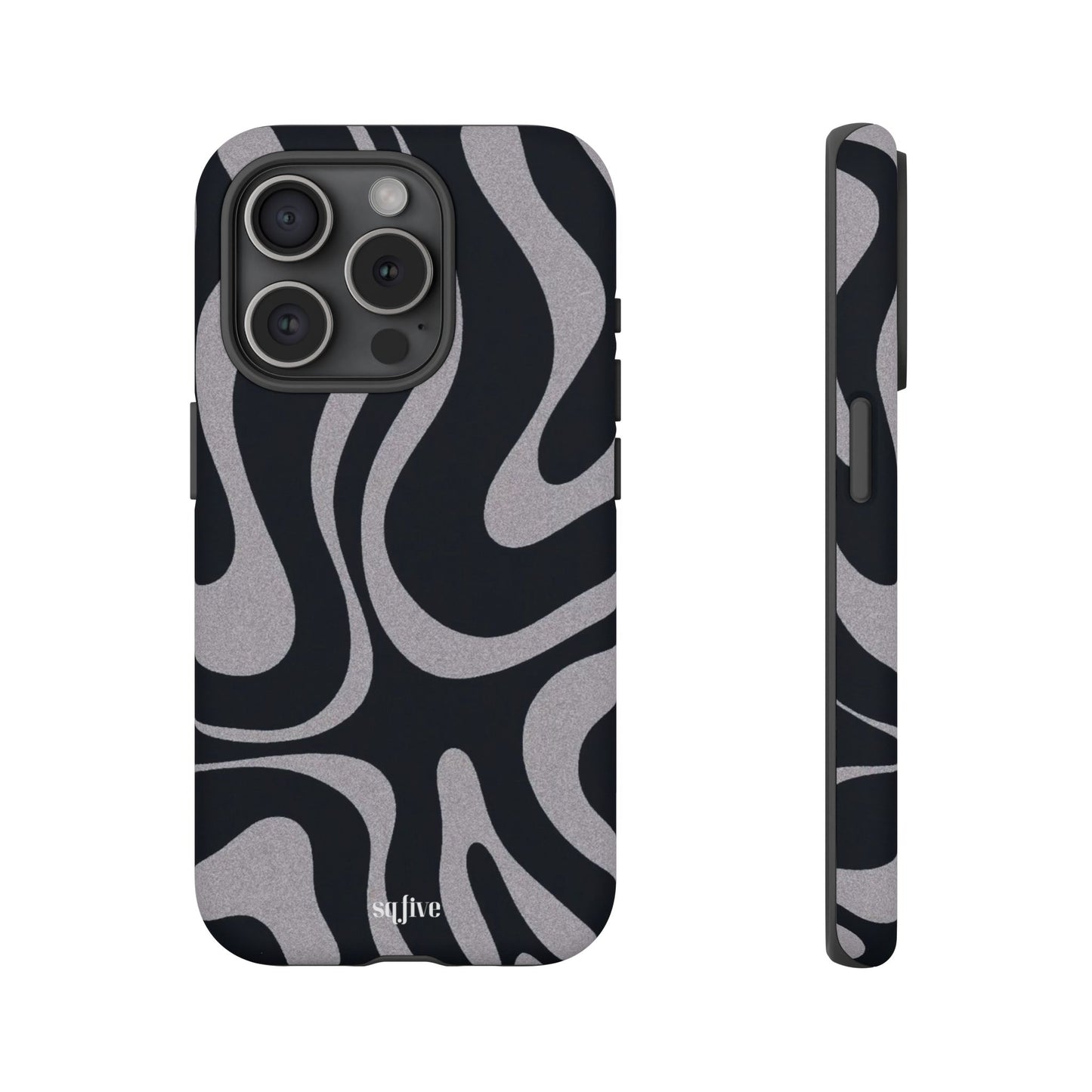 Black Grey Swirl Tough Cases