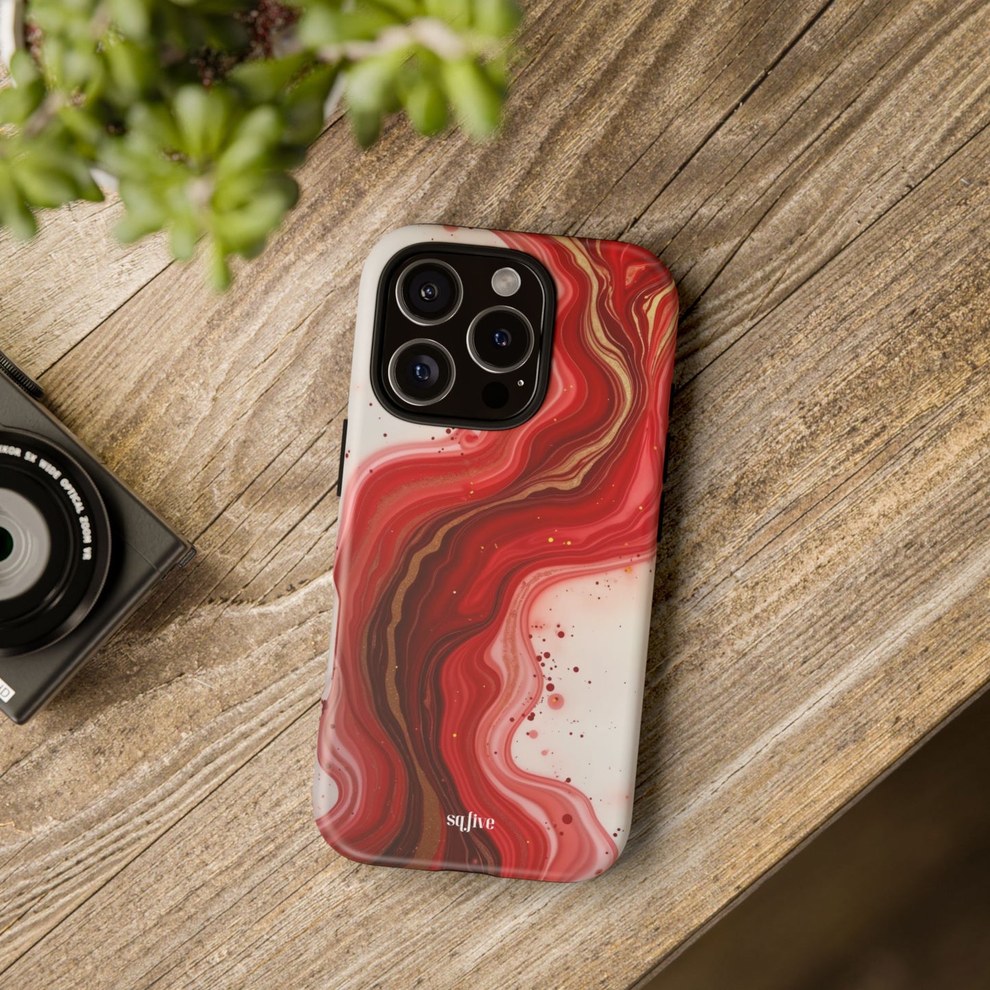 Abstract Marble Phone Case | Tough Cases, Artistic Phone Cover, Red Marble Design, Gift for Her, Trendy Cell Phone Accessories